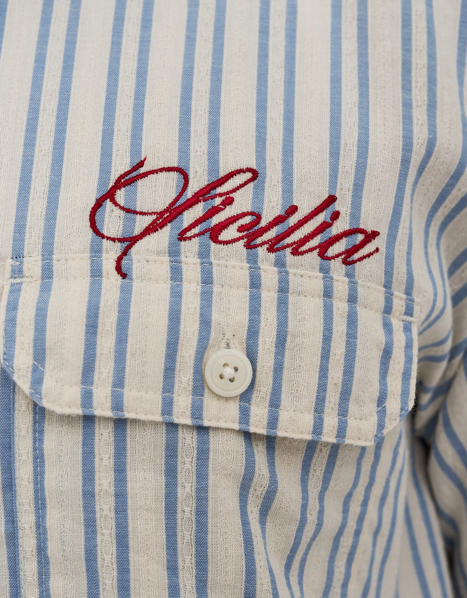 Sicilia Cropped Short Sleeve Shirt in Off White