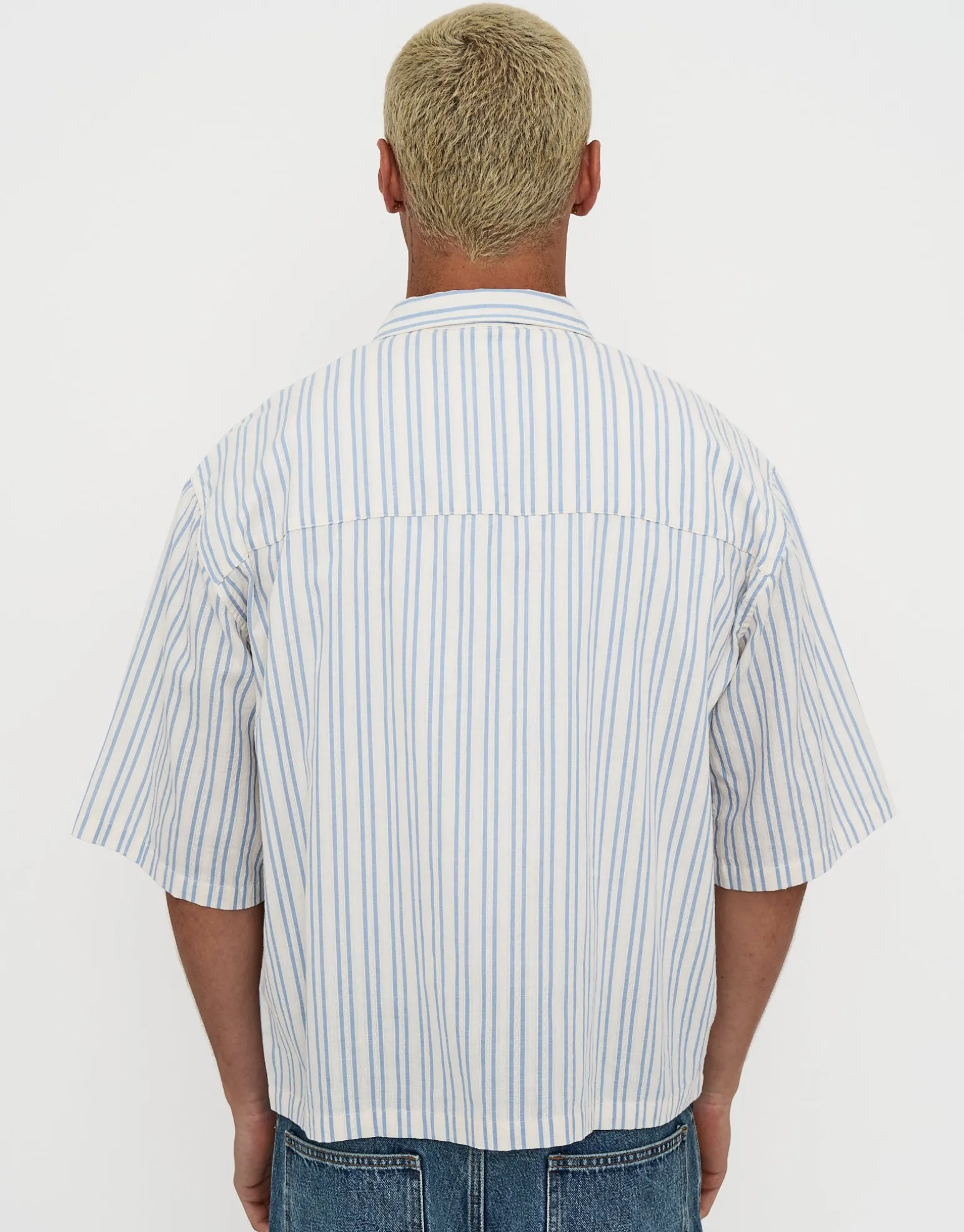 Sicilia Cropped Short Sleeve Shirt in Off White