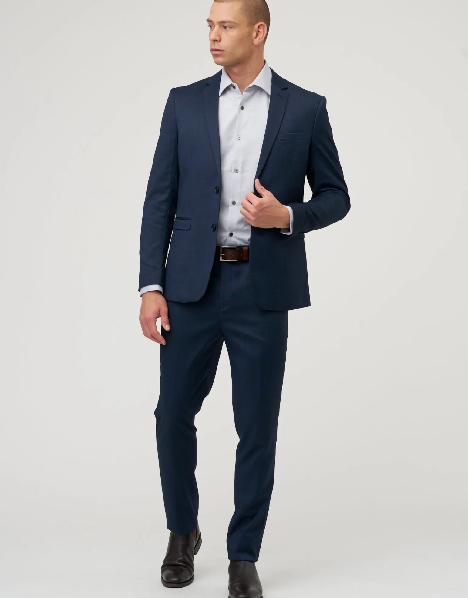 Skinny Fit Stretch Suit Jacket in Navy