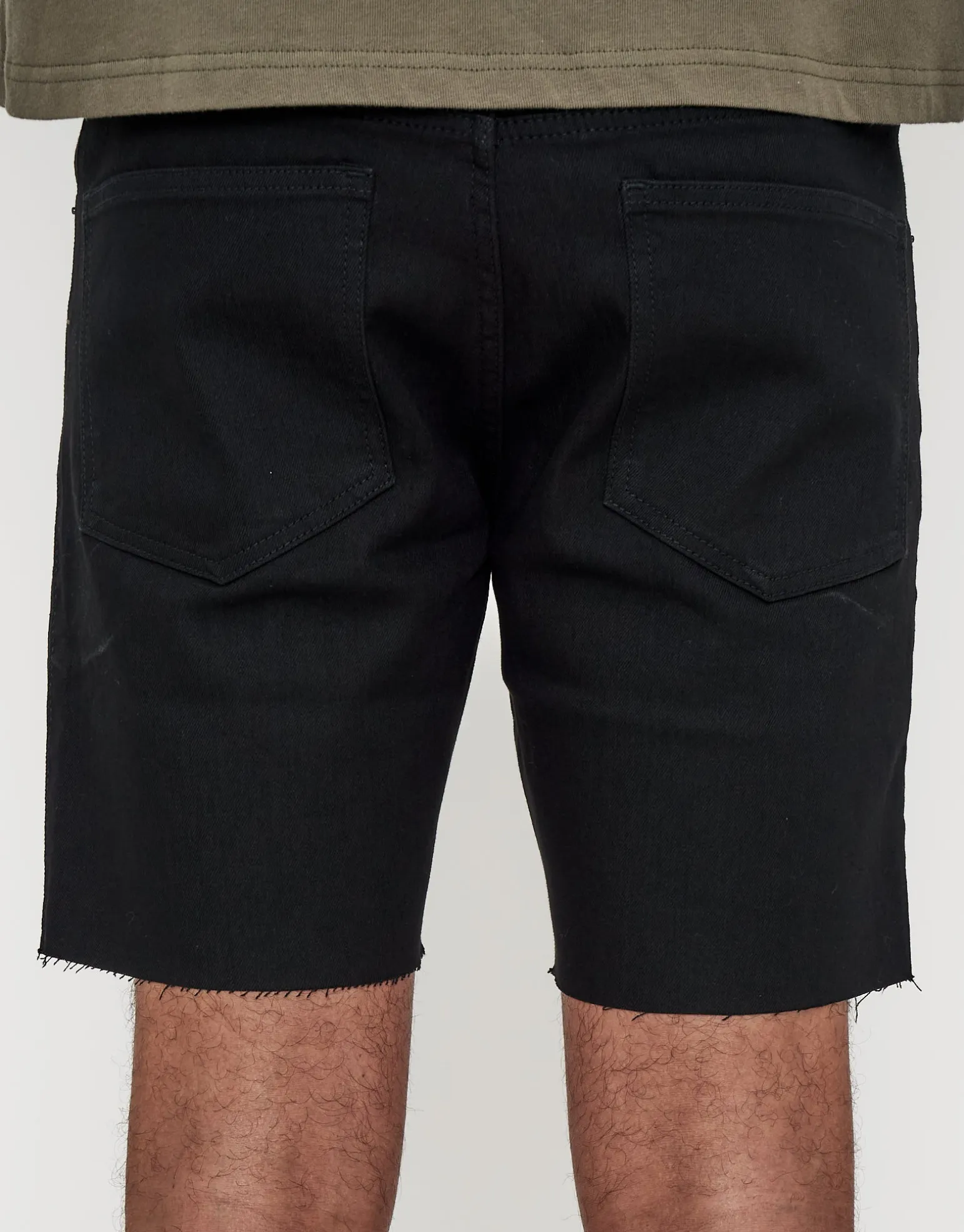 Skinny Rip Denim Shorts in Solid Black