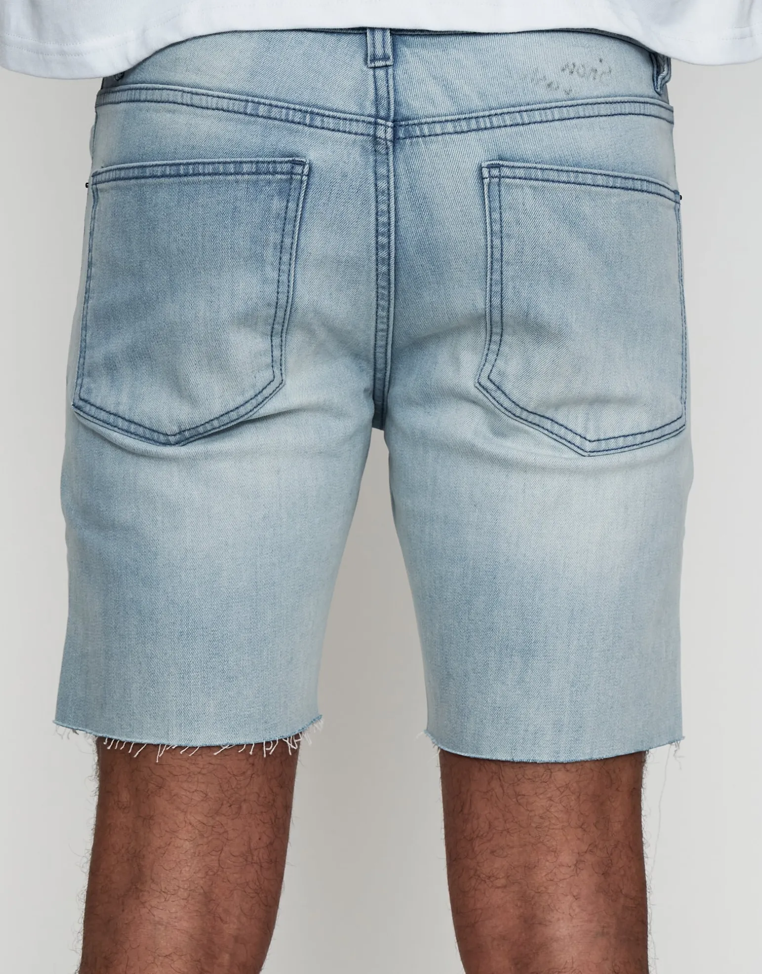 Skinny Rip Denim Shorts in Solid Black
