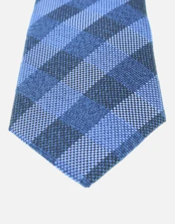 Skye Check Slim Tie in Blue