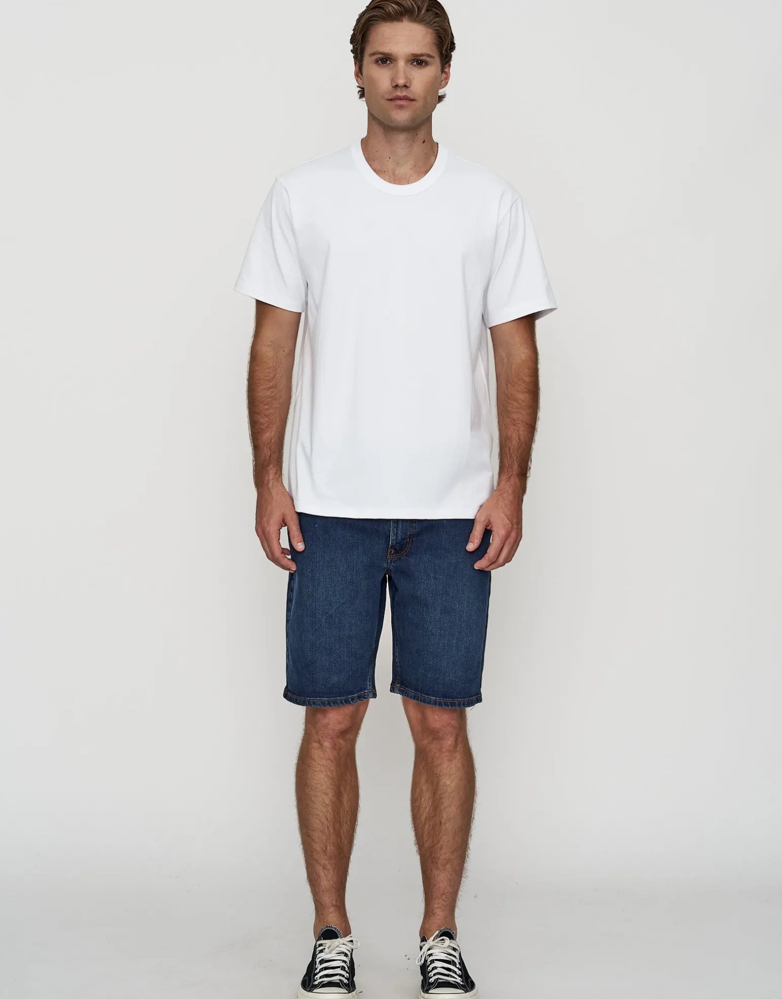 Slim Denim Shorts in Stonewash Sky