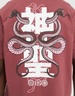 Snake Print Relaxed Fit T Shirt in Dusty Pink