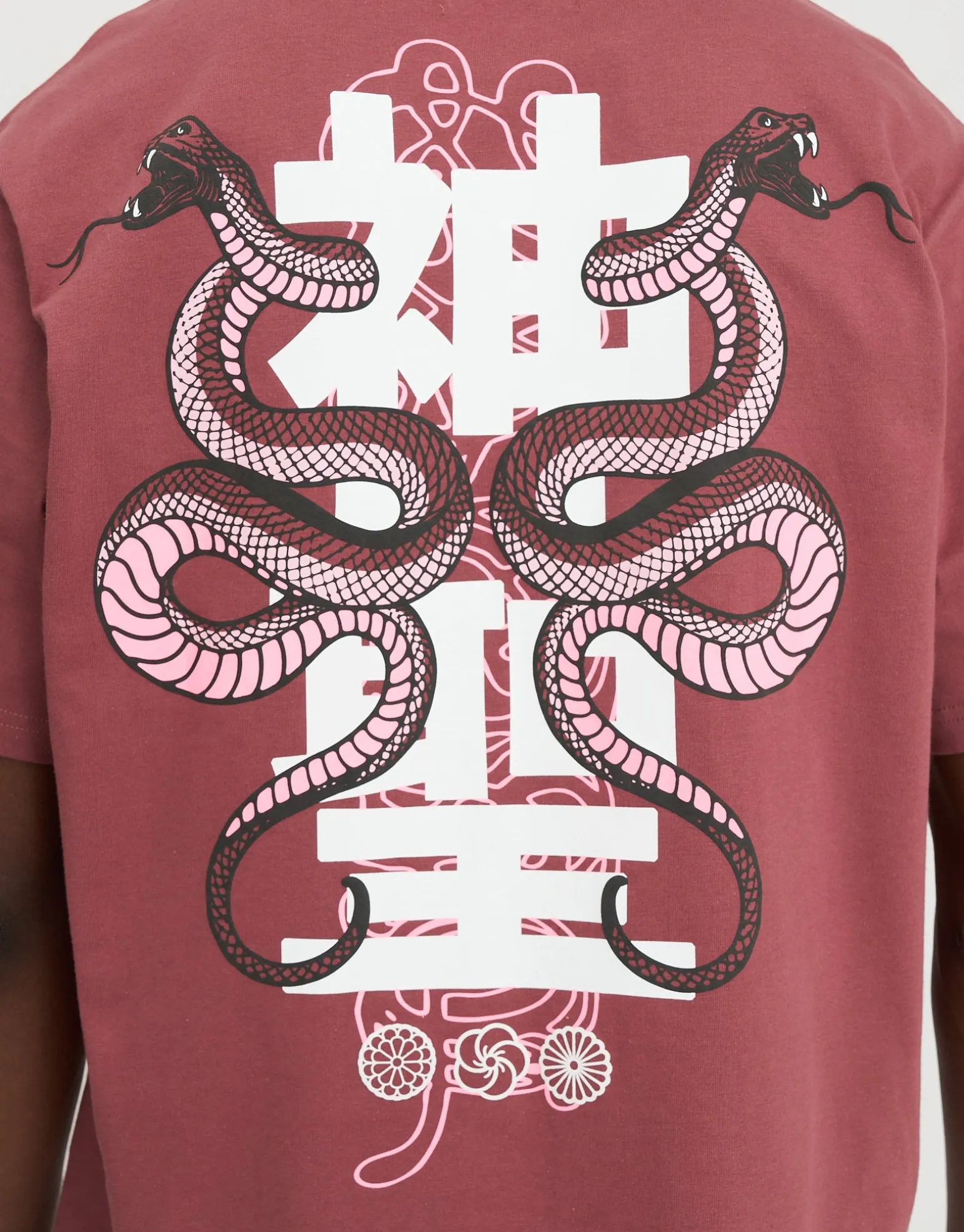 Snake Print Relaxed Fit T Shirt in Dusty Pink
