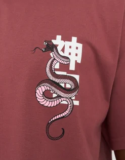 Snake Print Relaxed Fit T Shirt in Dusty Pink