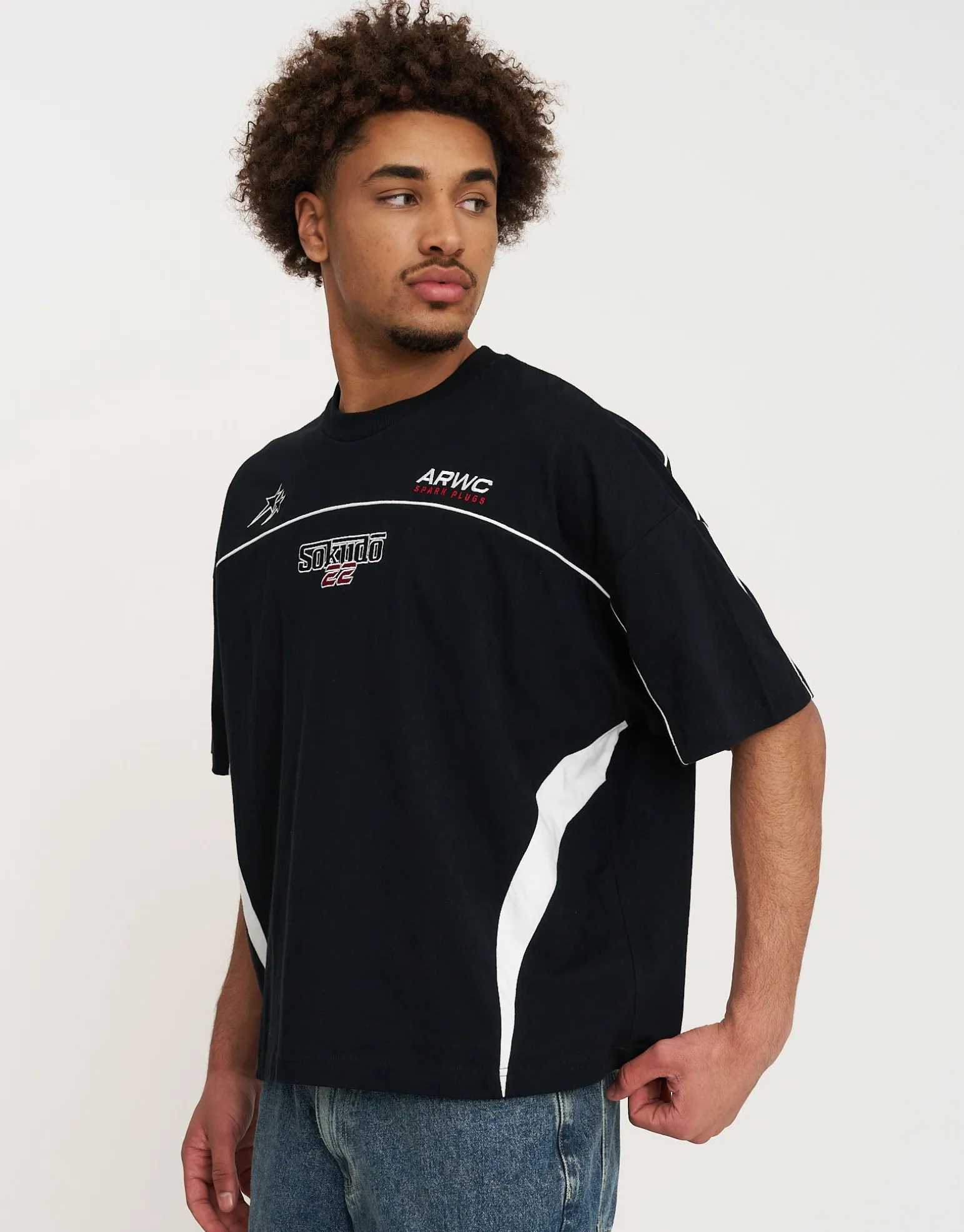 Sokudo Piped Box Tee in Black