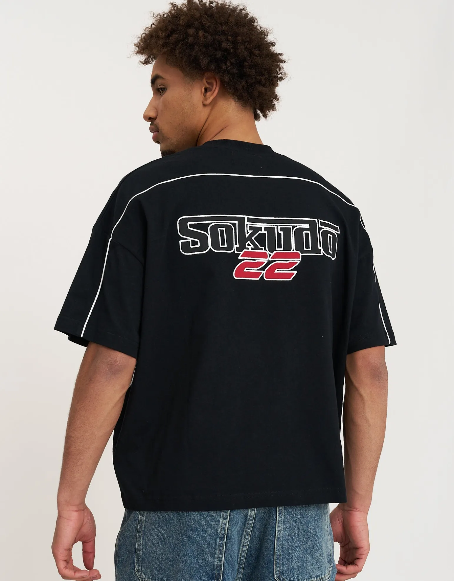 Sokudo Piped Box Tee in Black