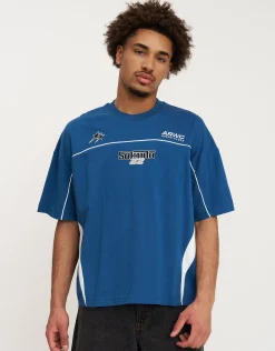 Sokudo Piped Box Tee in Oil Blue