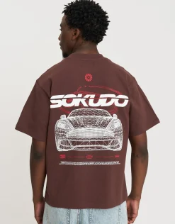 Sokudo Speed Relaxed Fit T Shirt in Bitter Brown