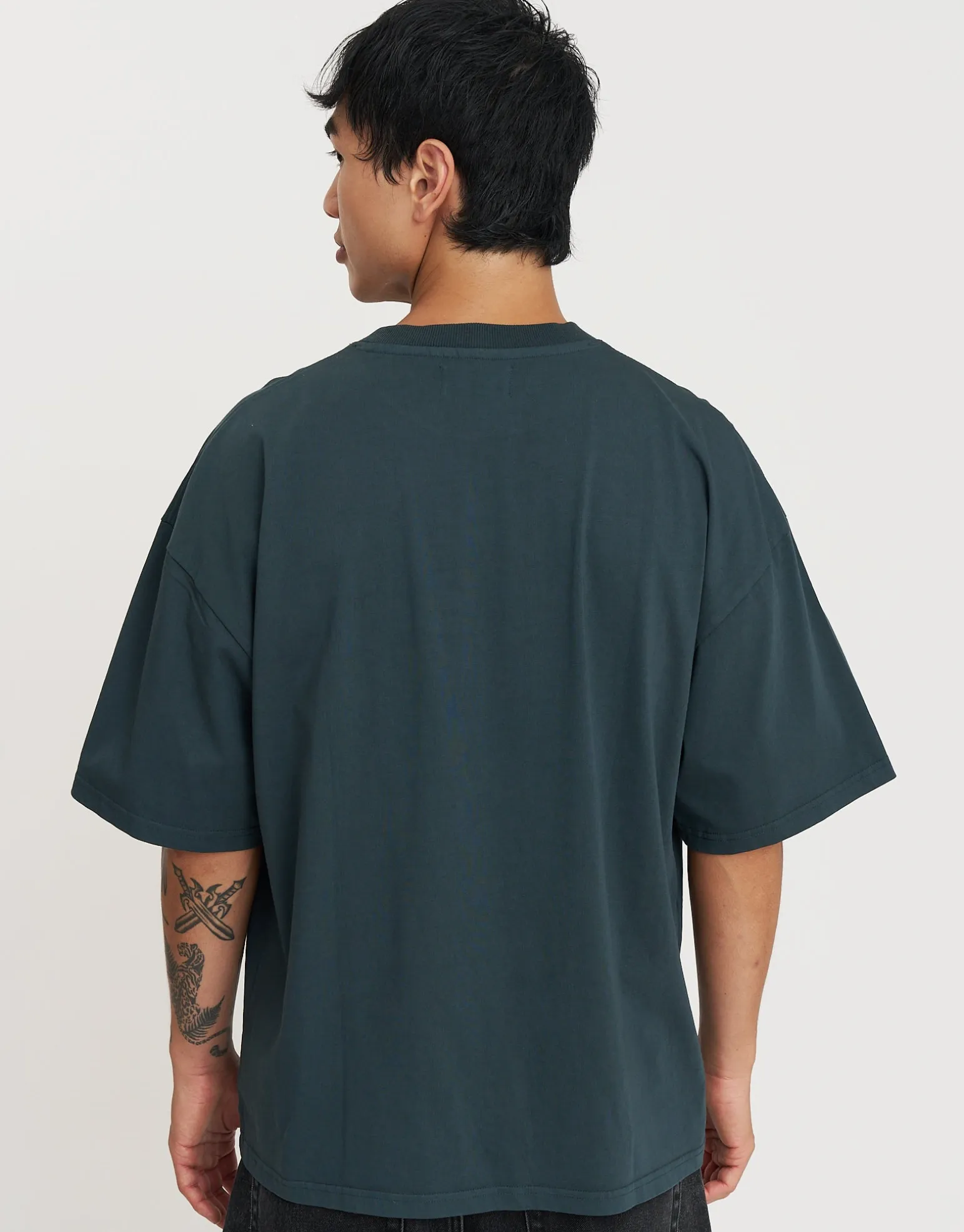 Spider Web Box Fit T Shirt in Pine Green