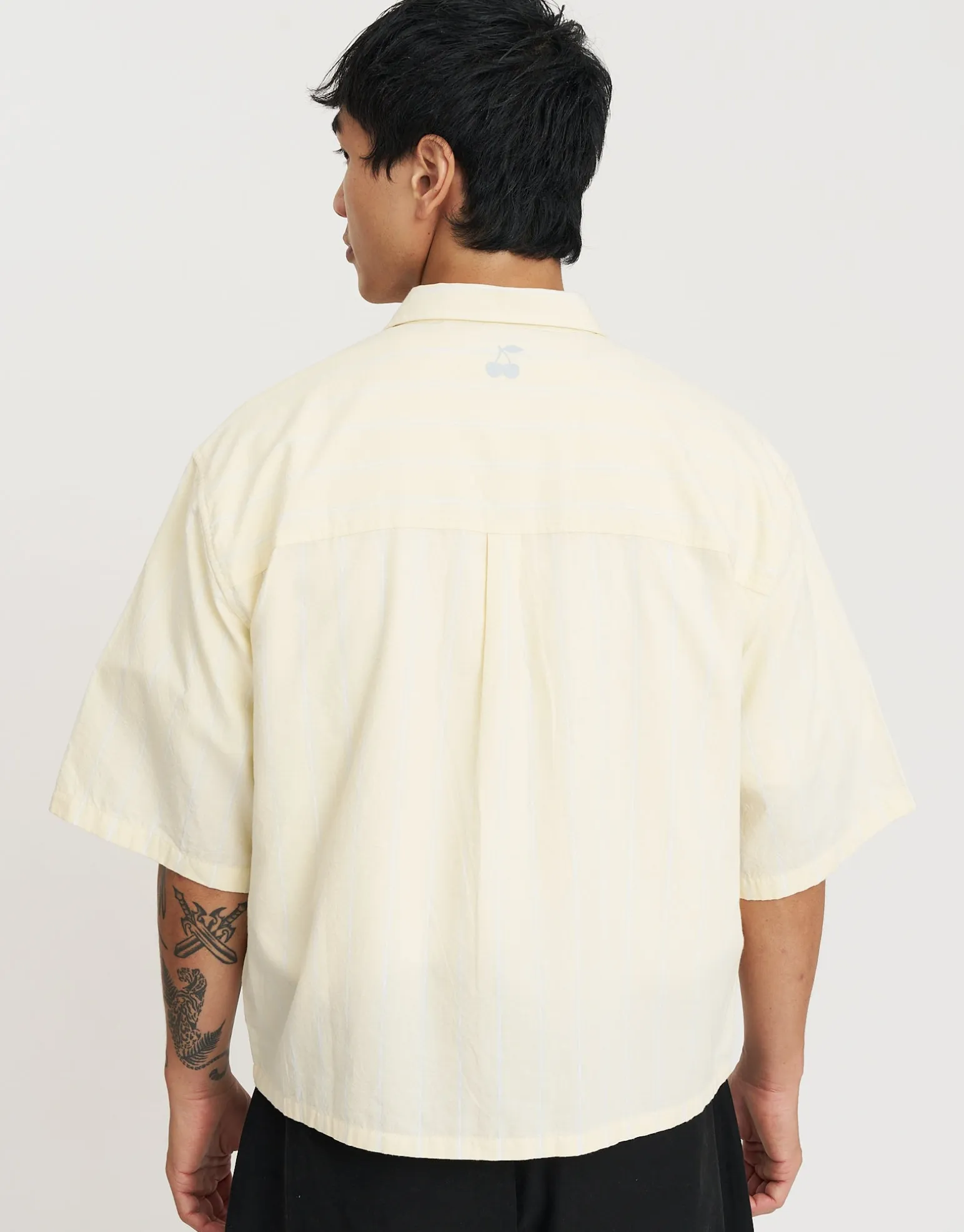 Stacked Stactic Printed Short Sleeve Shirt in Yellow/white