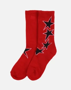 Star Crew Socks in Red