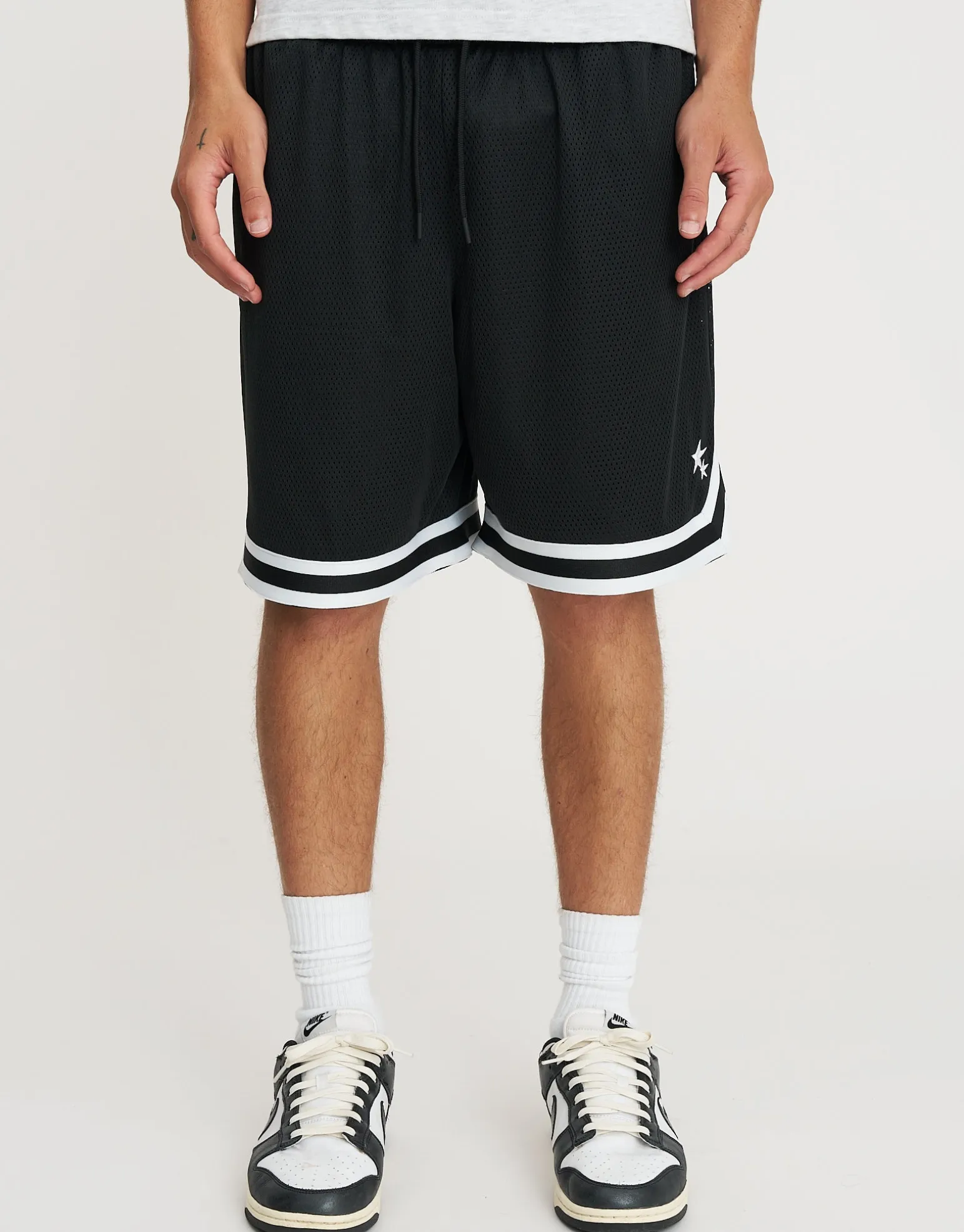 Star Print Basketball Shorts in Black