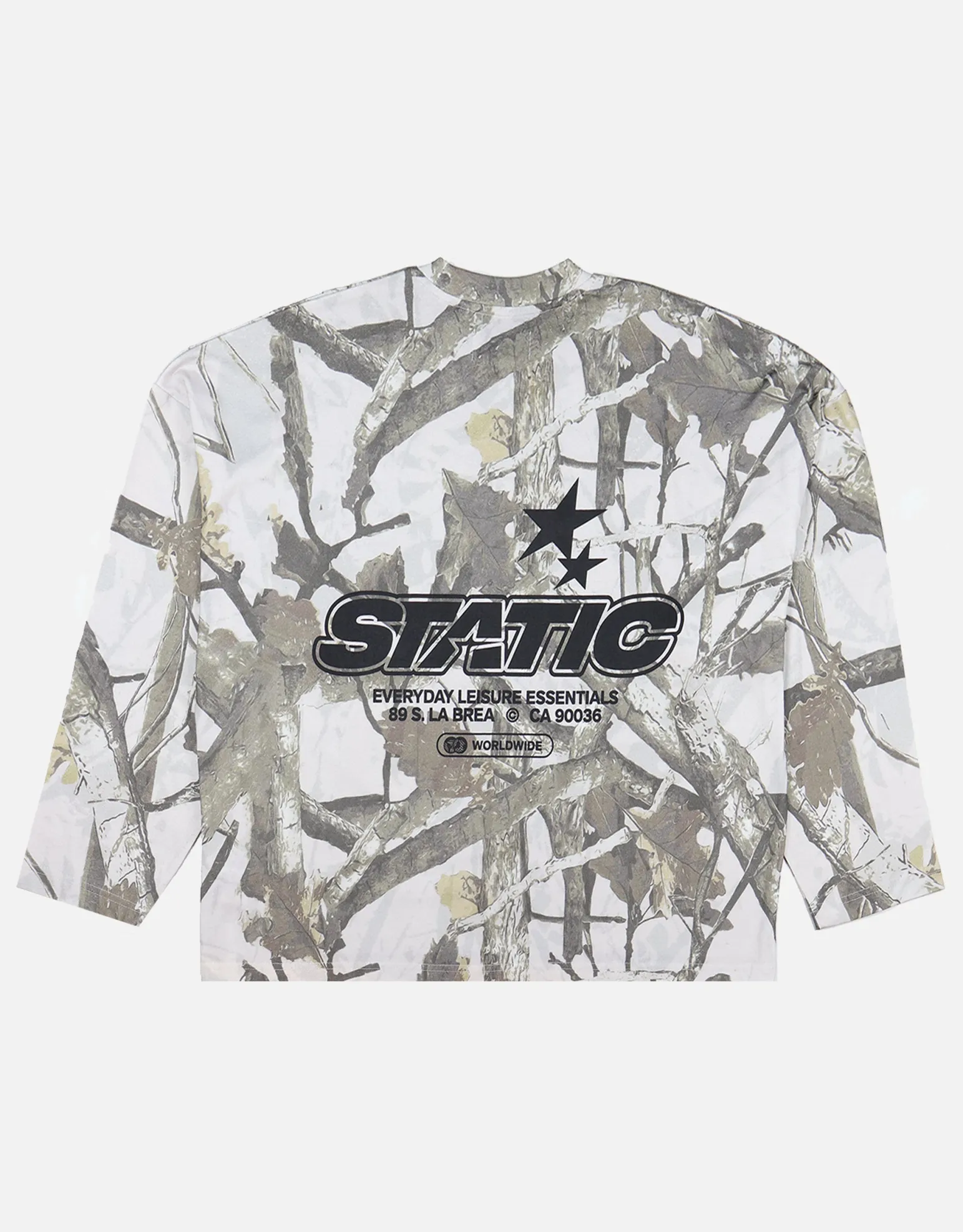 Static Camo Oversized Long Sleeve T Shirt in Grey Camo