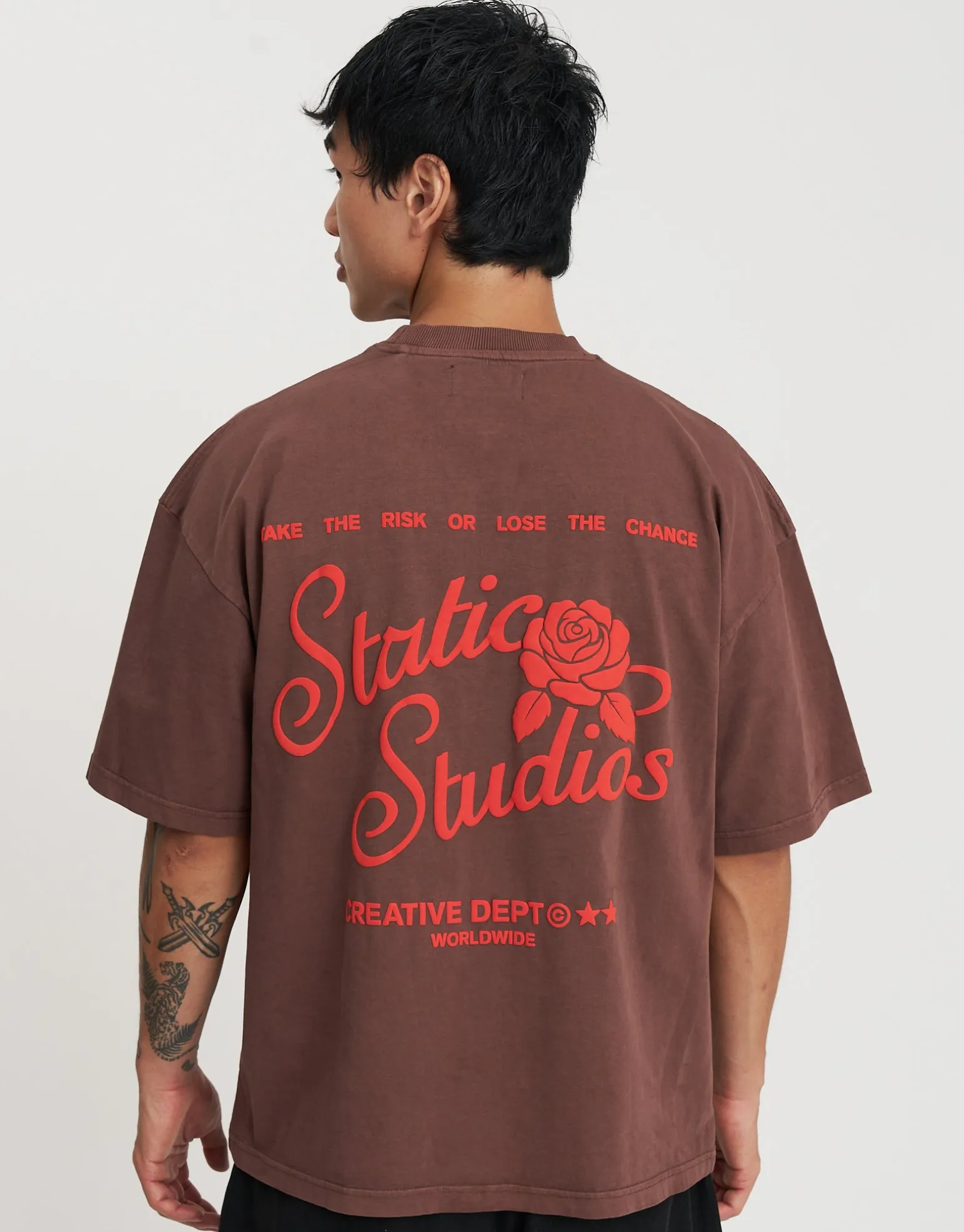 Static Studios Rose Box Fit T Shirt in Surreal Green