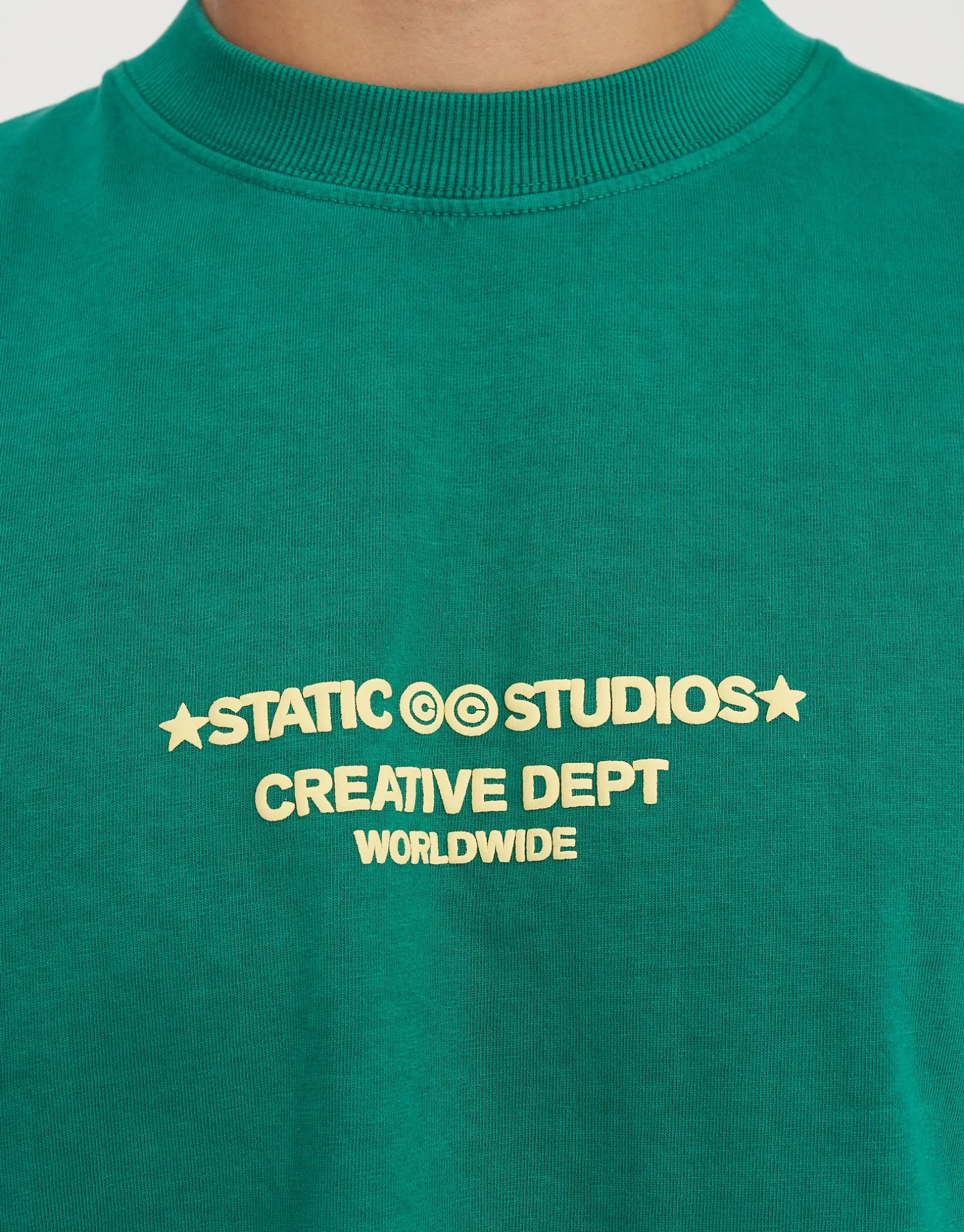 Static Studios Rose Box Fit T Shirt in Surreal Green