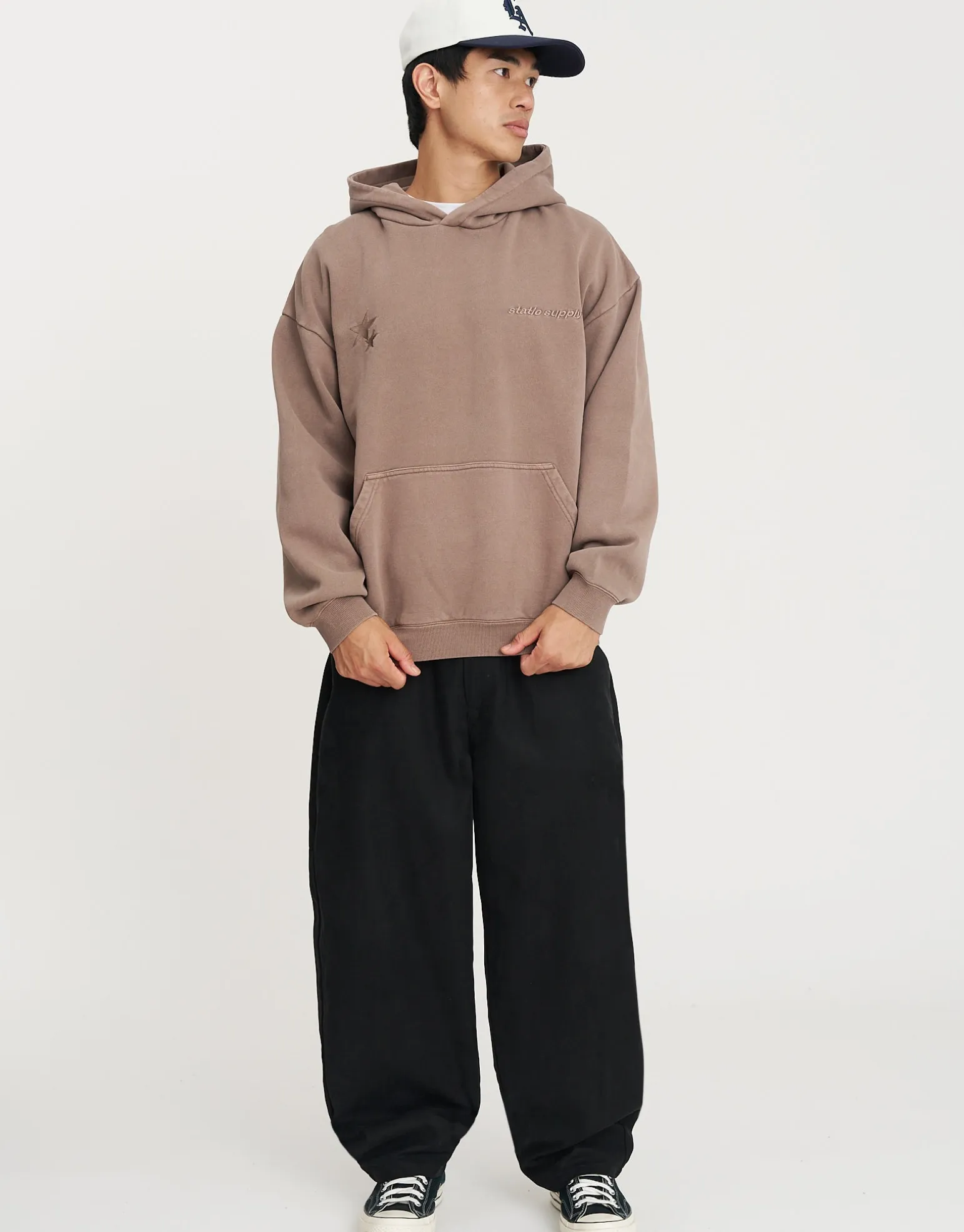 Static Supply Applique Pullover Hoodie in Pewter Grey