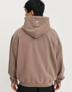 Static Supply Applique Pullover Hoodie in Wood Smoke