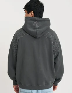 Static Supply Applique Pullover Hoodie in Wood Smoke