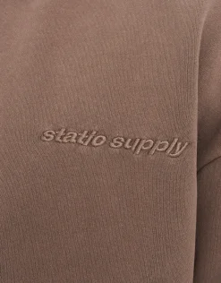 Static Supply Applique Pullover Hoodie in Wood Smoke
