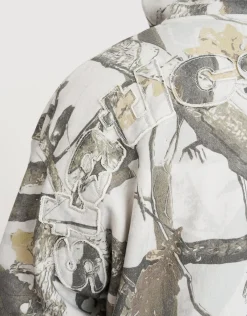 Static Supply Applique Zip Up Hoodie in Grey Camo