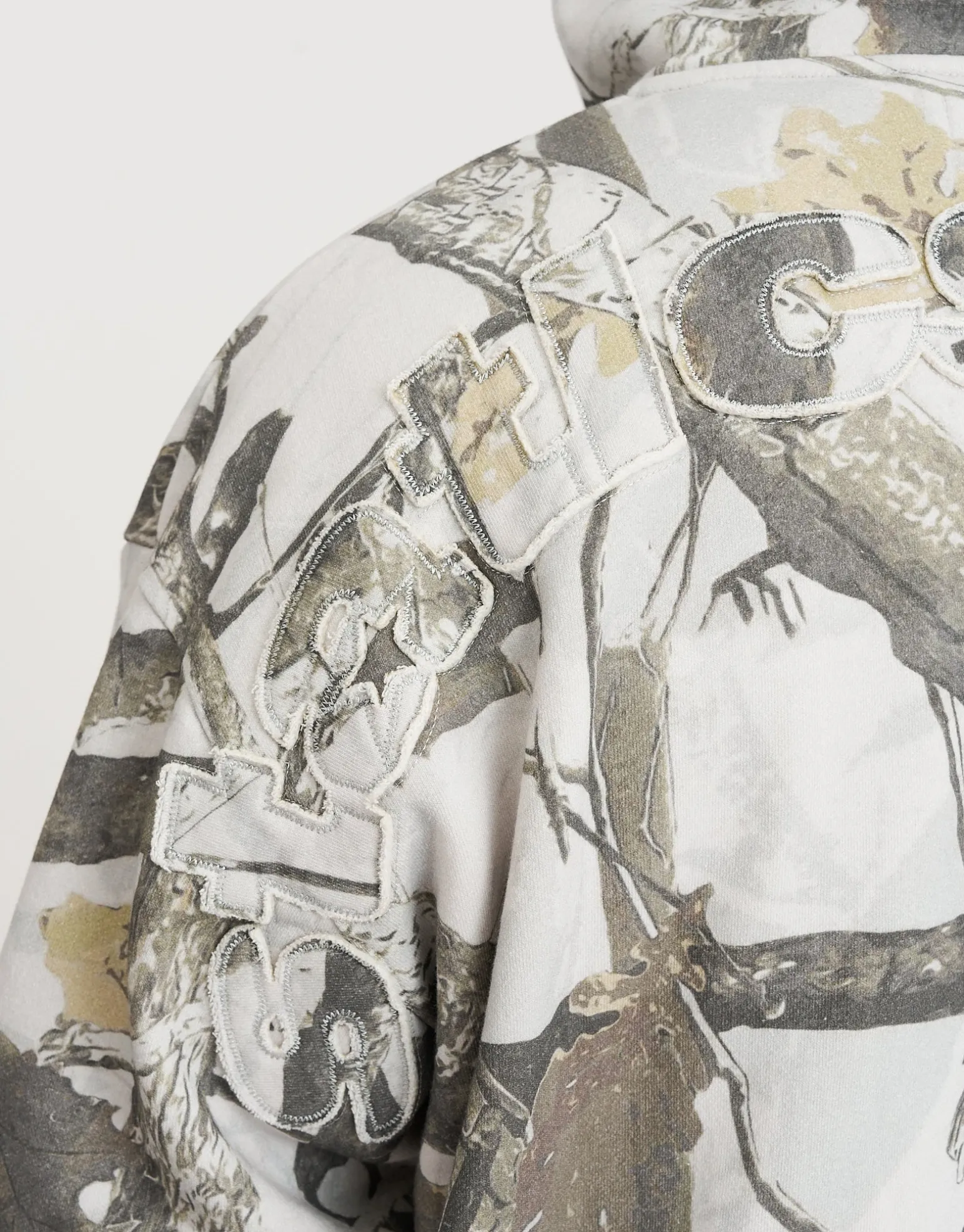 Static Supply Applique Zip Up Hoodie in Grey Camo