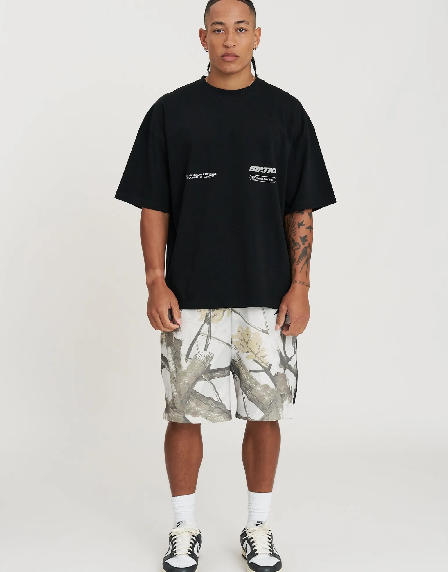 Static Supply Camo Track Shorts in Grey Camo