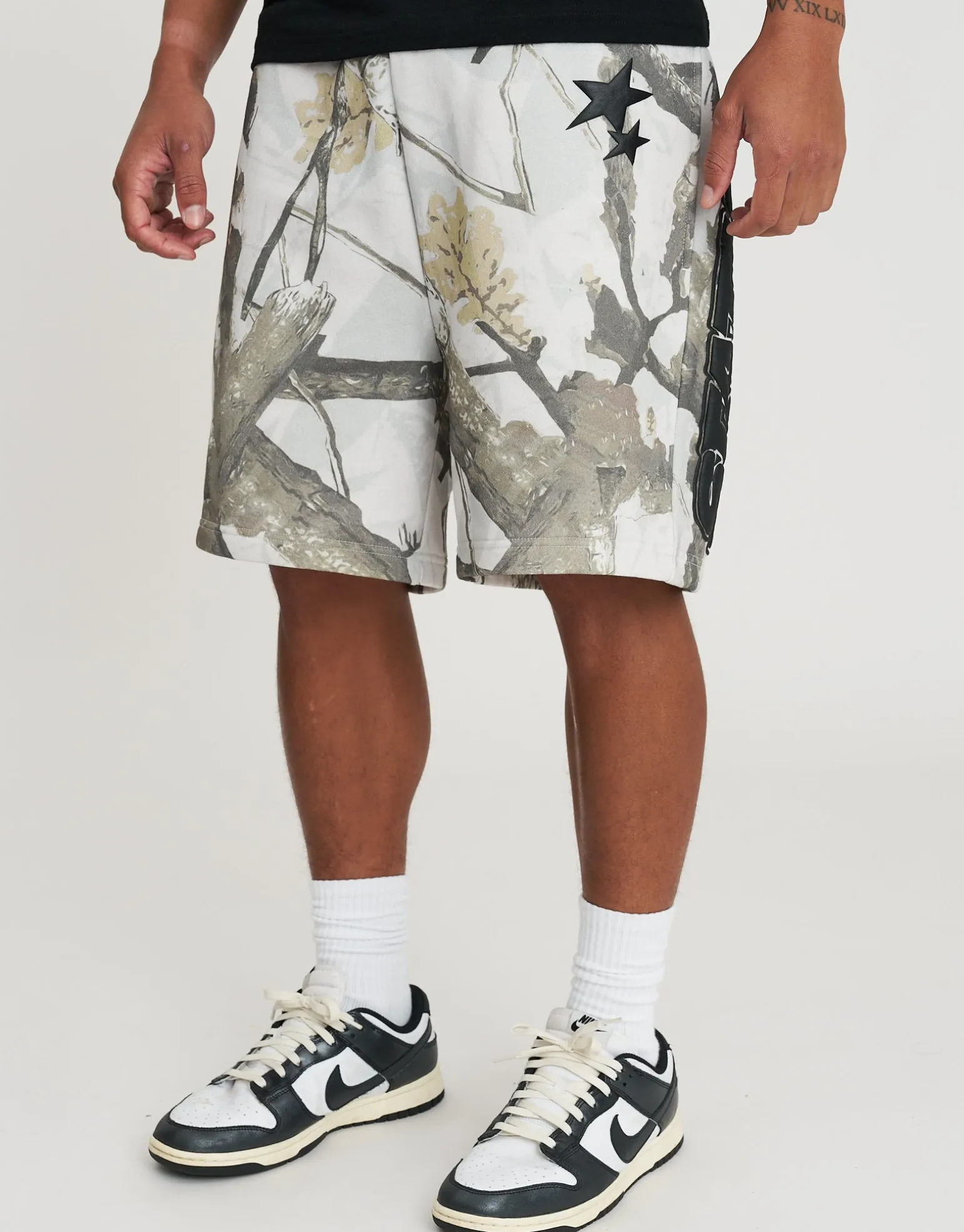 Static Supply Camo Track Shorts in Grey Camo