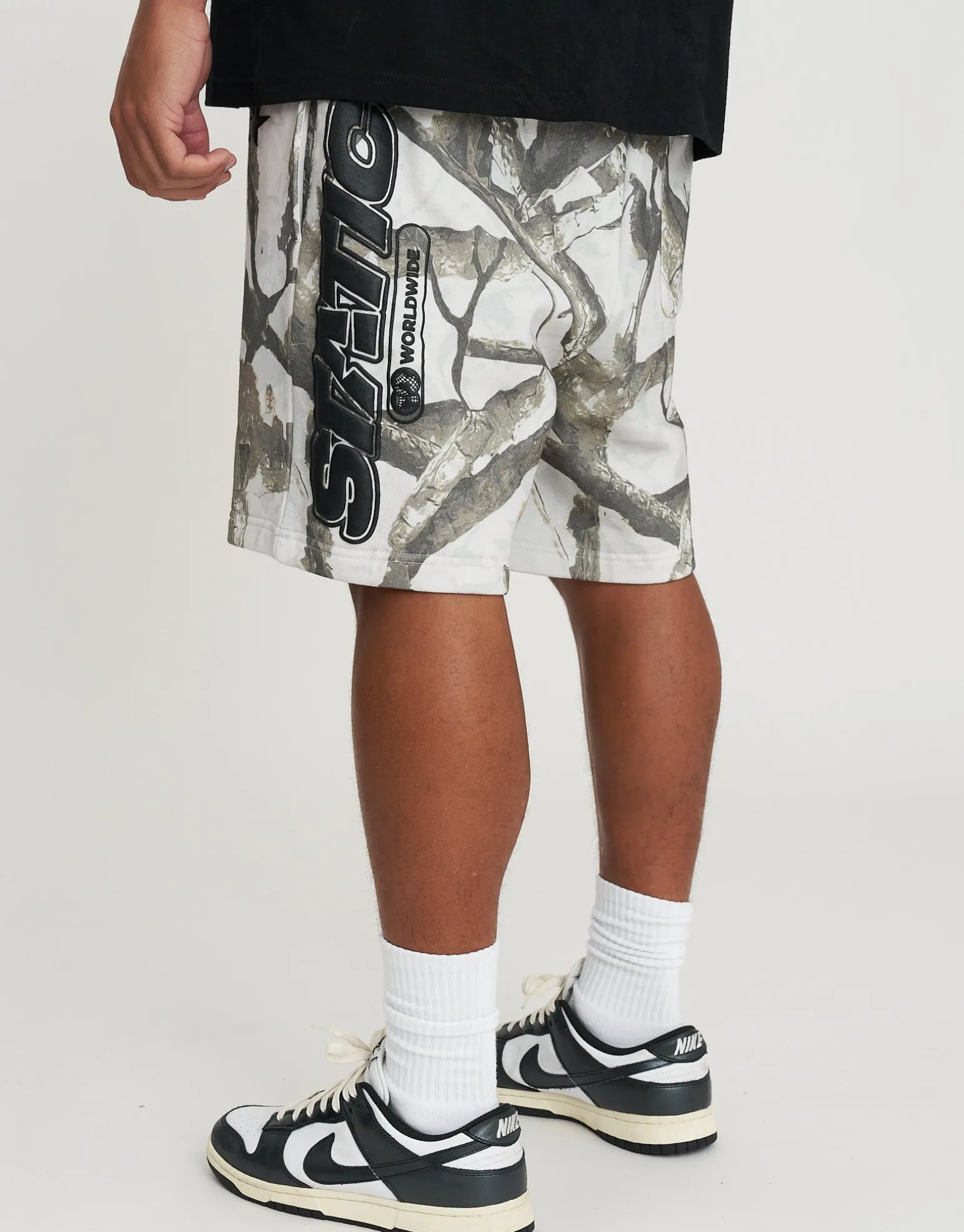 Static Supply Camo Track Shorts in Grey Camo