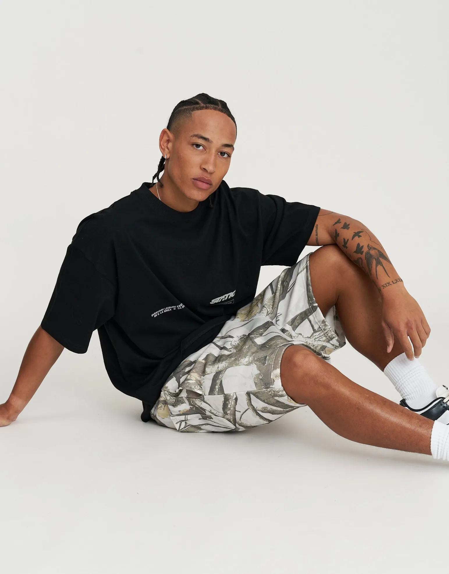 Static Supply Camo Track Shorts in Grey Camo