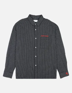 Static Supply Check Long Sleeve Shirt in Black