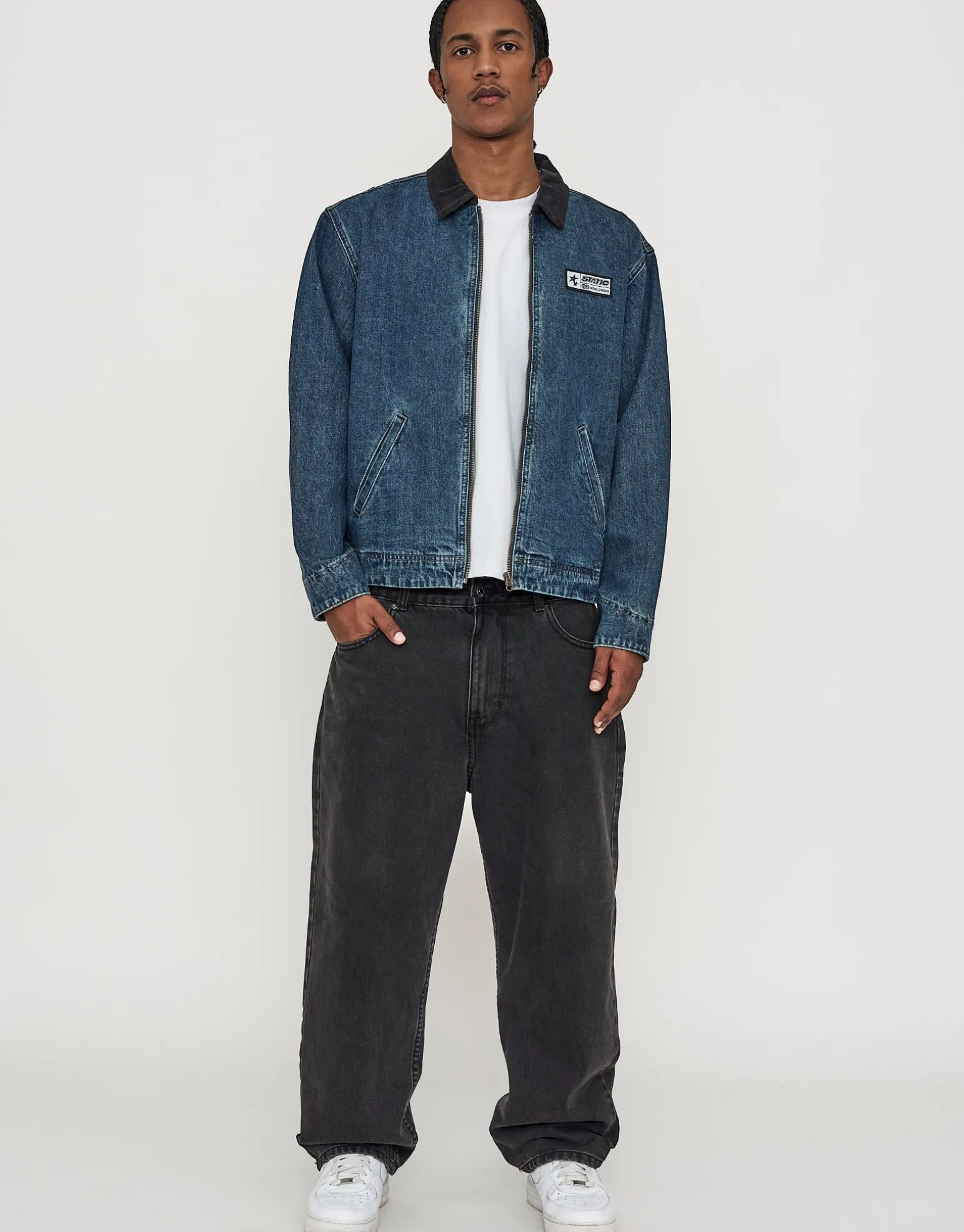 Static Supply Denim Jacket in Washed Black
