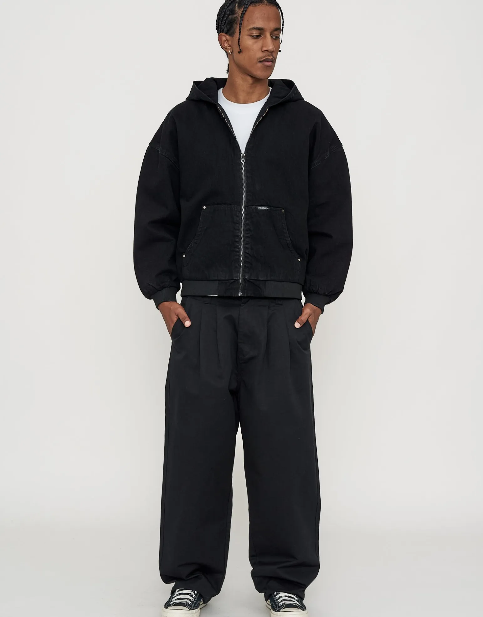 Static Supply Oversized Hooded Jacket in Grey Camo
