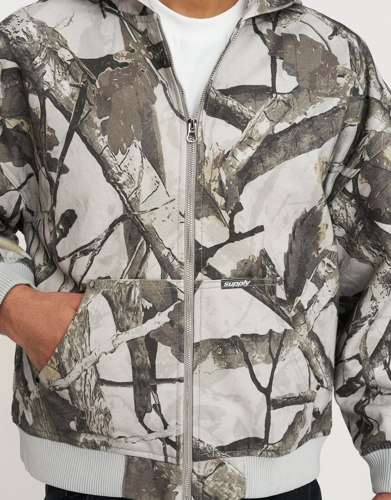 Static Supply Oversized Hooded Jacket in Washed Black
