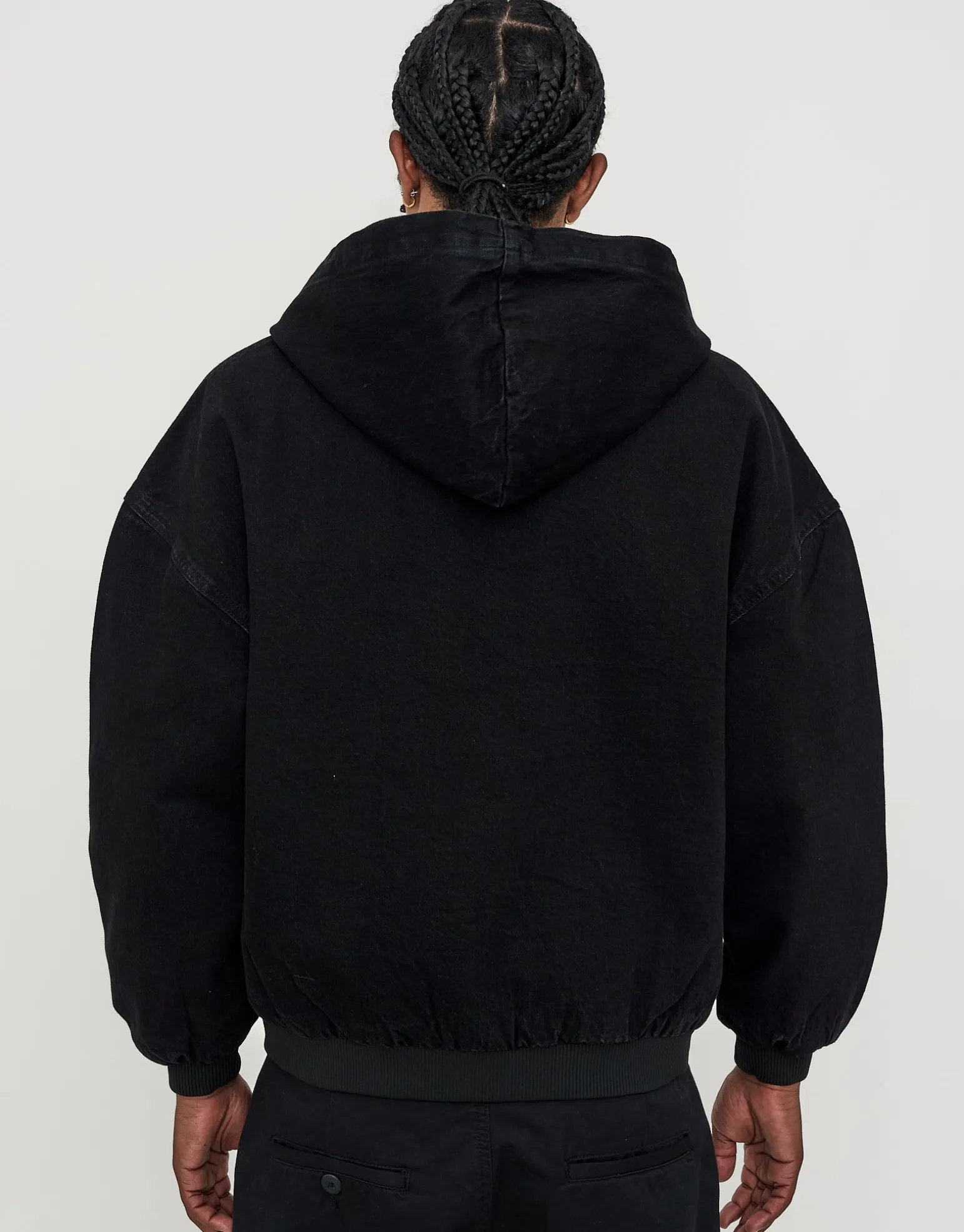 Static Supply Oversized Hooded Jacket in Washed Black