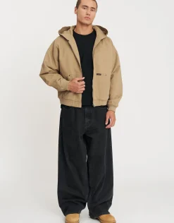 Static Supply Oversized Hooded Jacket in Tan