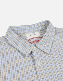 Static Supply Raw Check Long Sleeve Shirt in Blue/brown