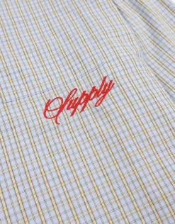 Static Supply Raw Check Long Sleeve Shirt in Blue/brown