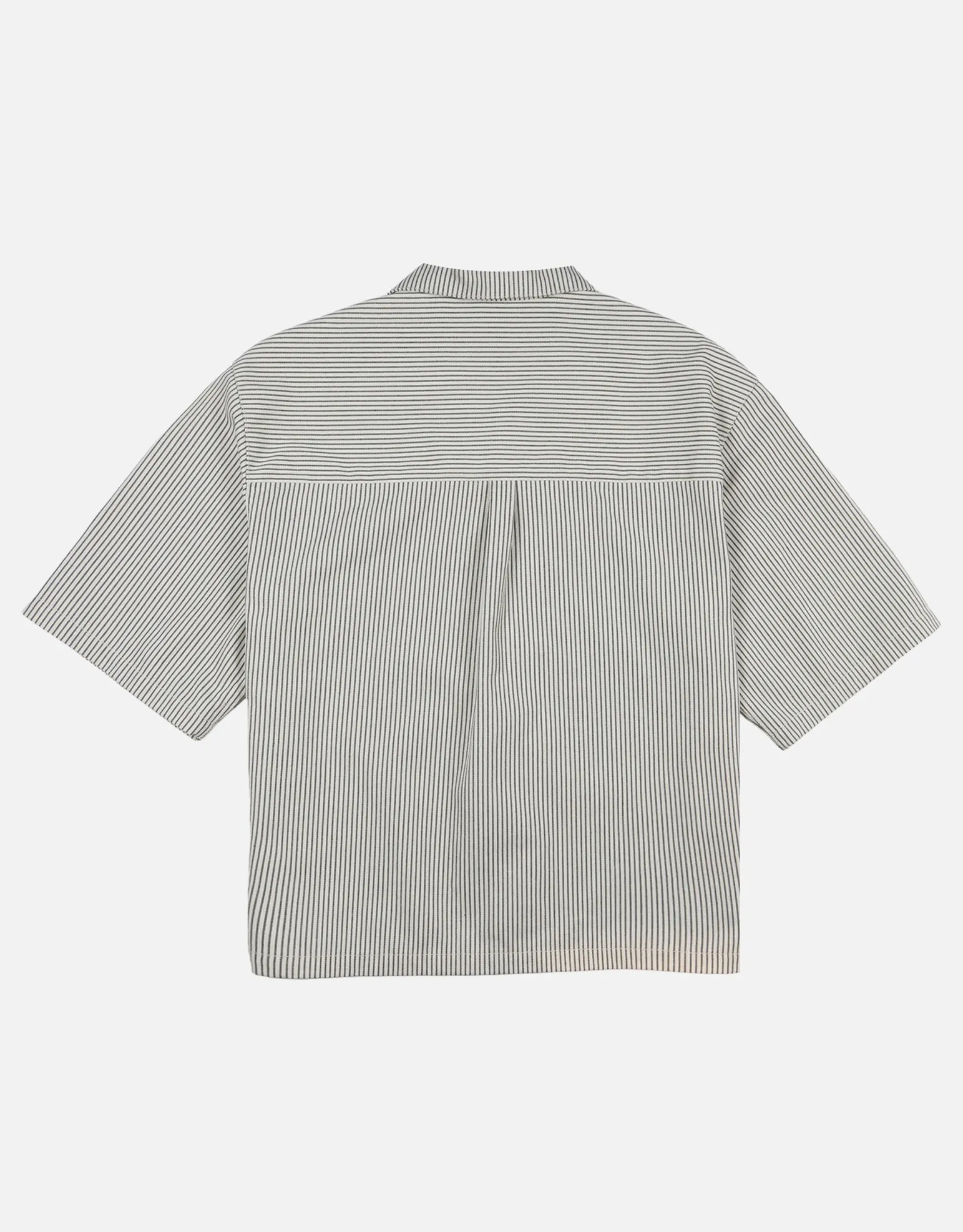 Static Supply Striped Cropped Short Sleeve Shirt in Grey/white