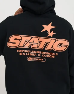 Static Worldwide Oversized Hoodie in Black