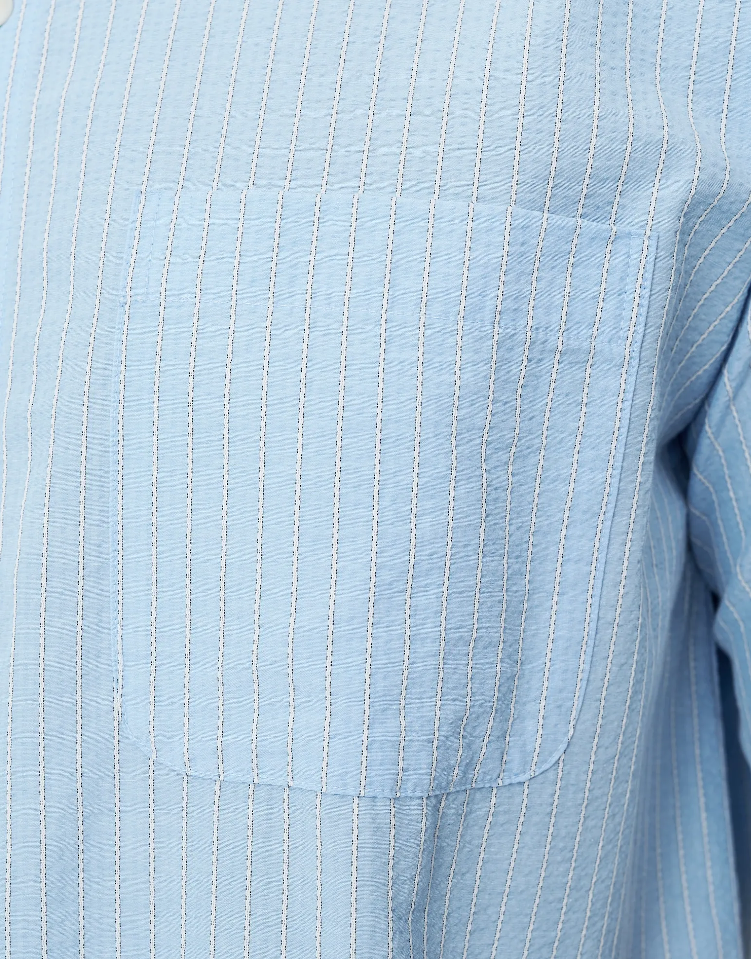 Striped Cropped Box Fit Short Sleeve Shirt in Lt Blue