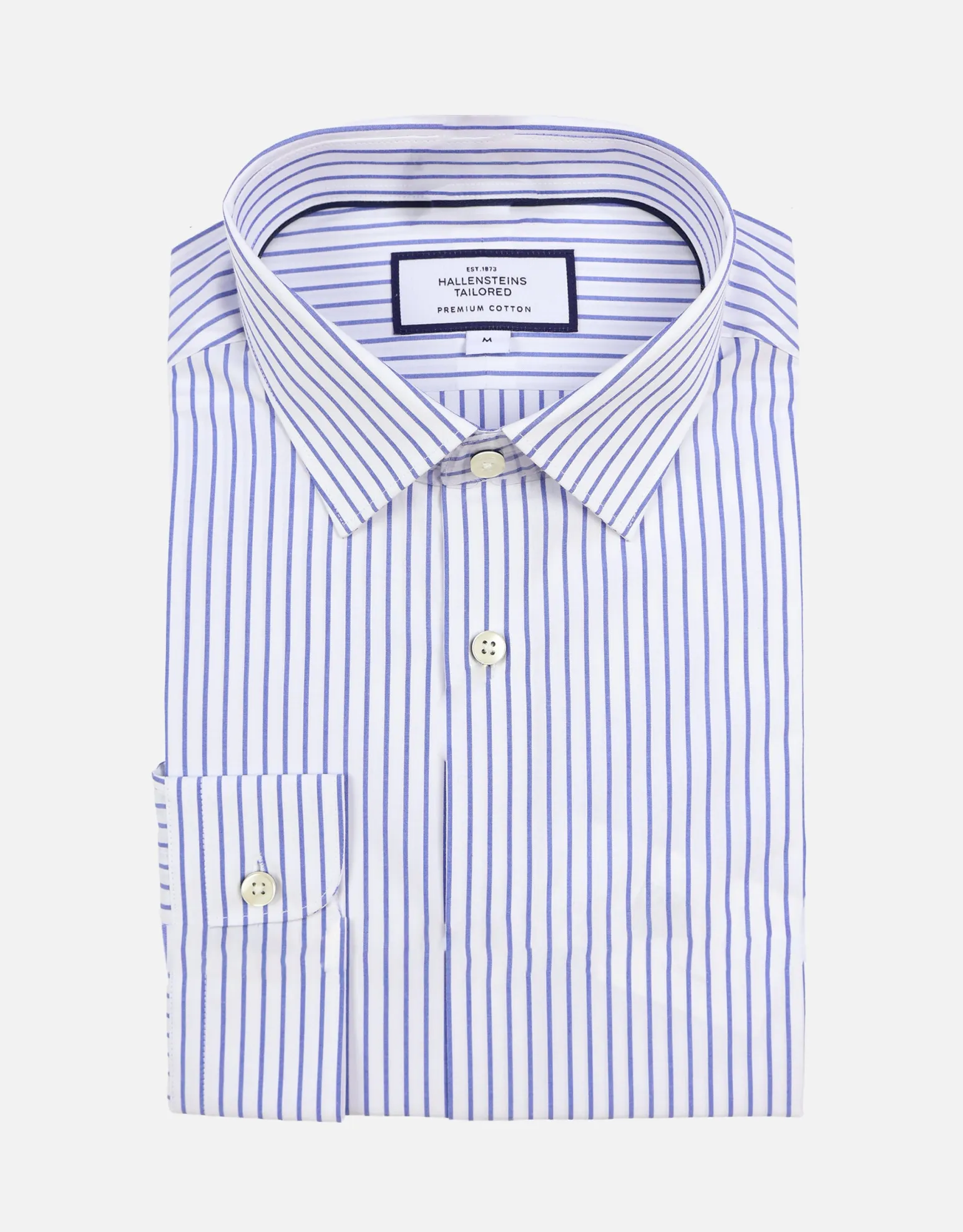 Striped Long Sleeve Dress Shirt in White/blue