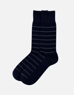 Stripe Dress Socks in Char Marle