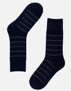 Stripe Dress Socks in Char Marle