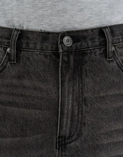 Studded Baggy Fit Jorts in Gothic Black