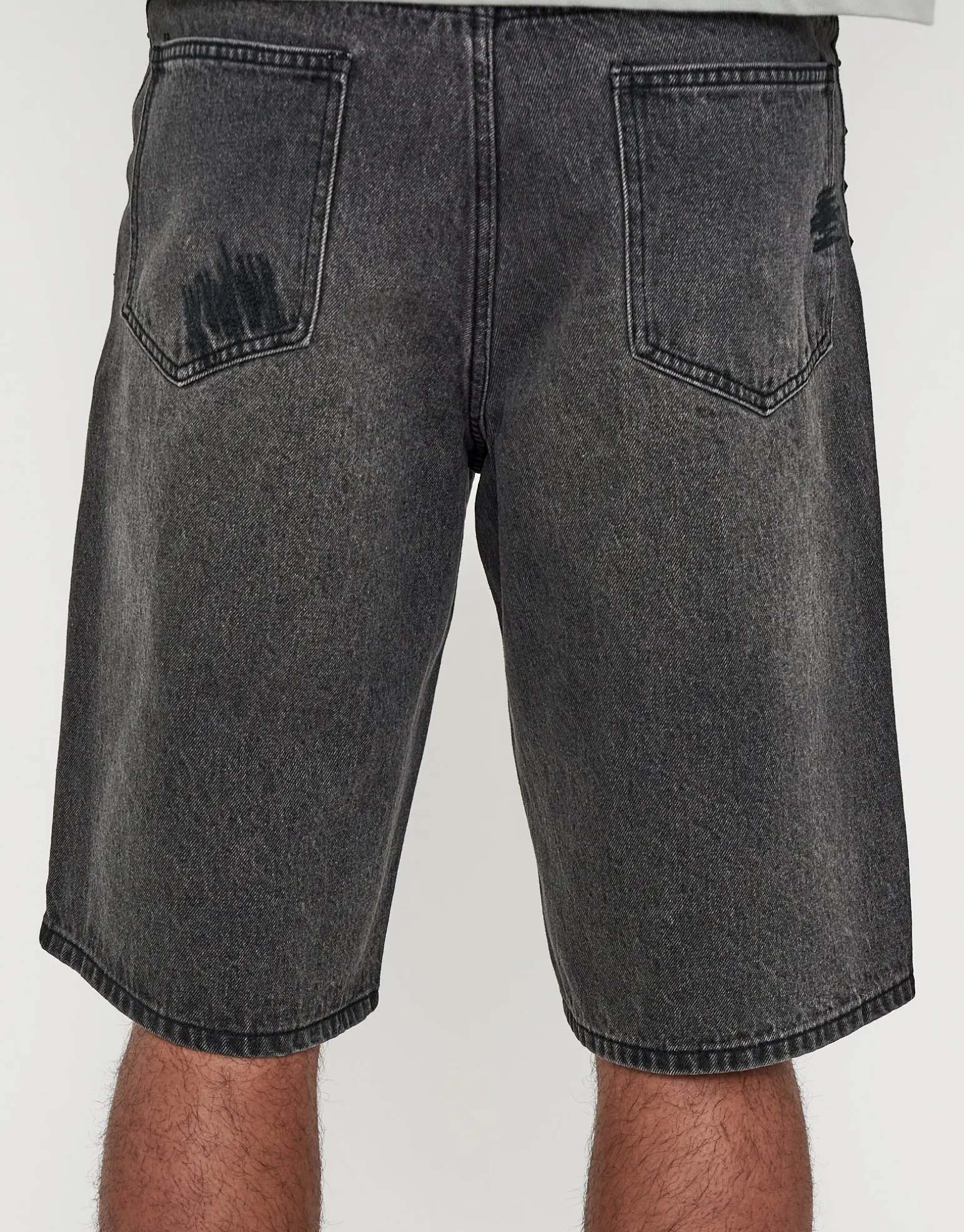Studded Baggy Fit Jorts in Gothic Black