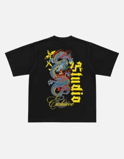 Studio Dragon Relaxed Fit T Shirt in Black