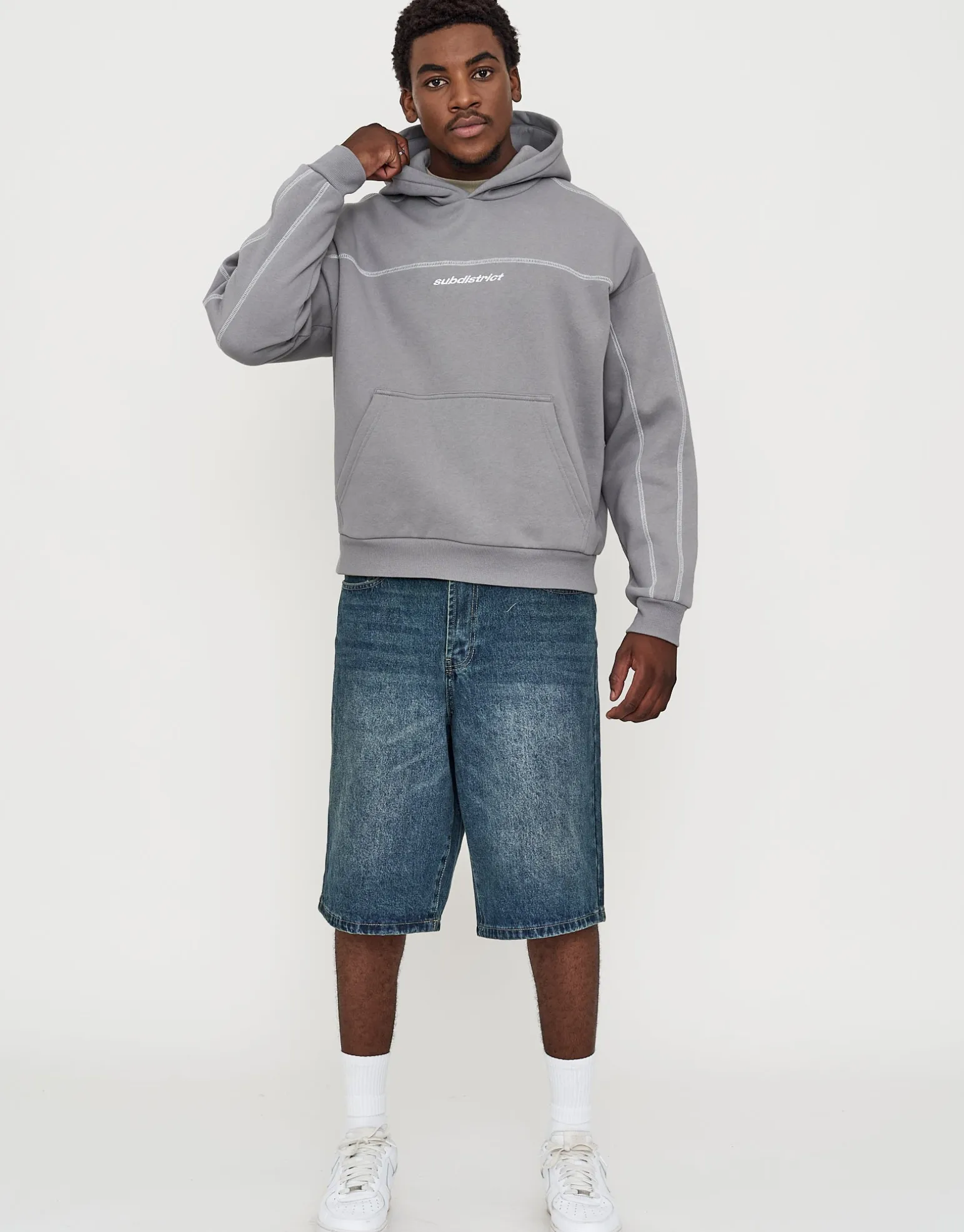 Studios Oversized Cropped Hoodie in Shadow Blue