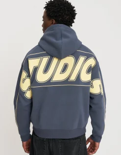 Studios Oversized Cropped Hoodie in Shadow Blue